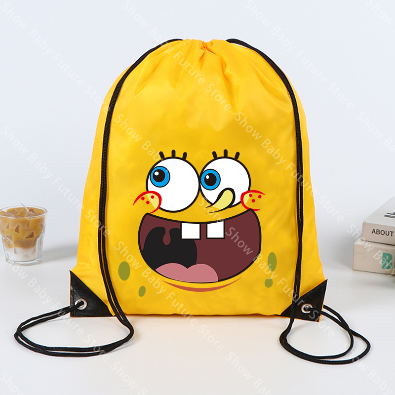 Outdoor Sport Backpack - 43x34CM Spongebobs Drawstring Bag for Boys