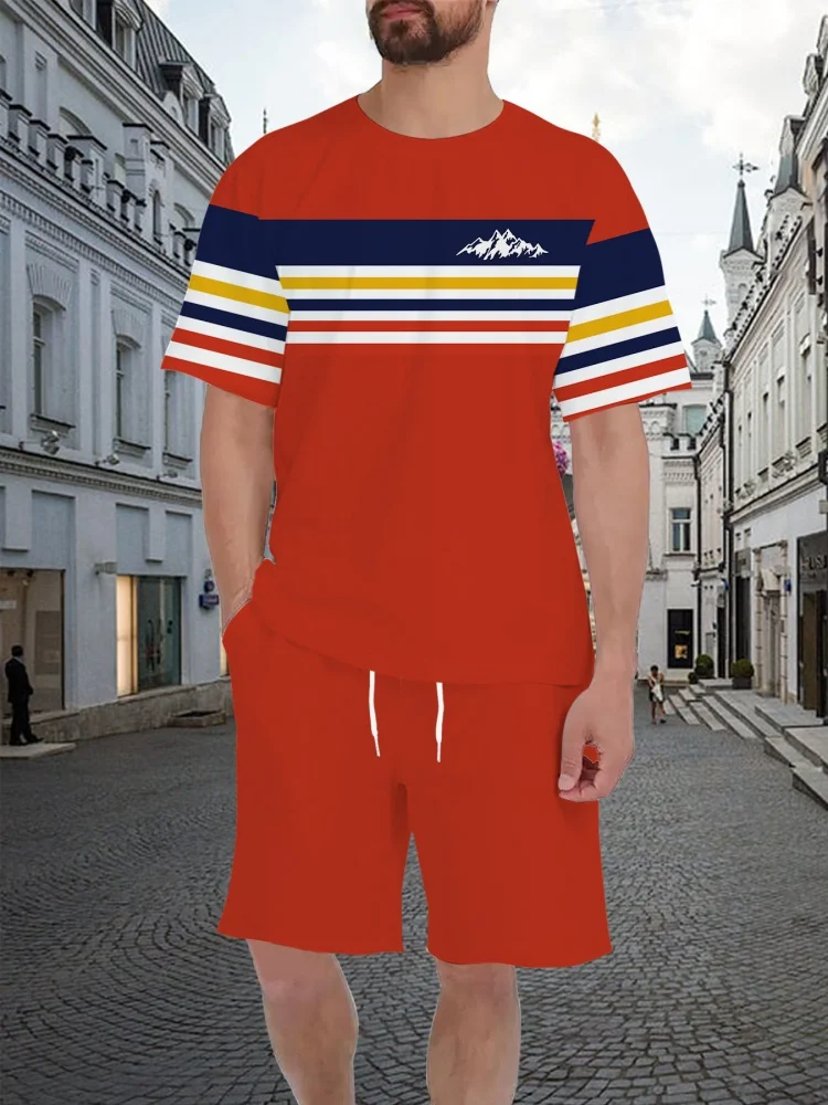 Stripe 3D Print T-Shirt Men's  - đánh giá và giá Outdoor Sports Activities