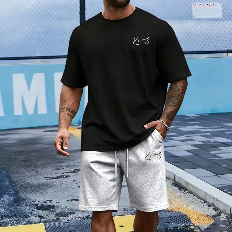 King Letter Men's Set Cotton T - đánh giá và giá Outdoor Sport Leisure