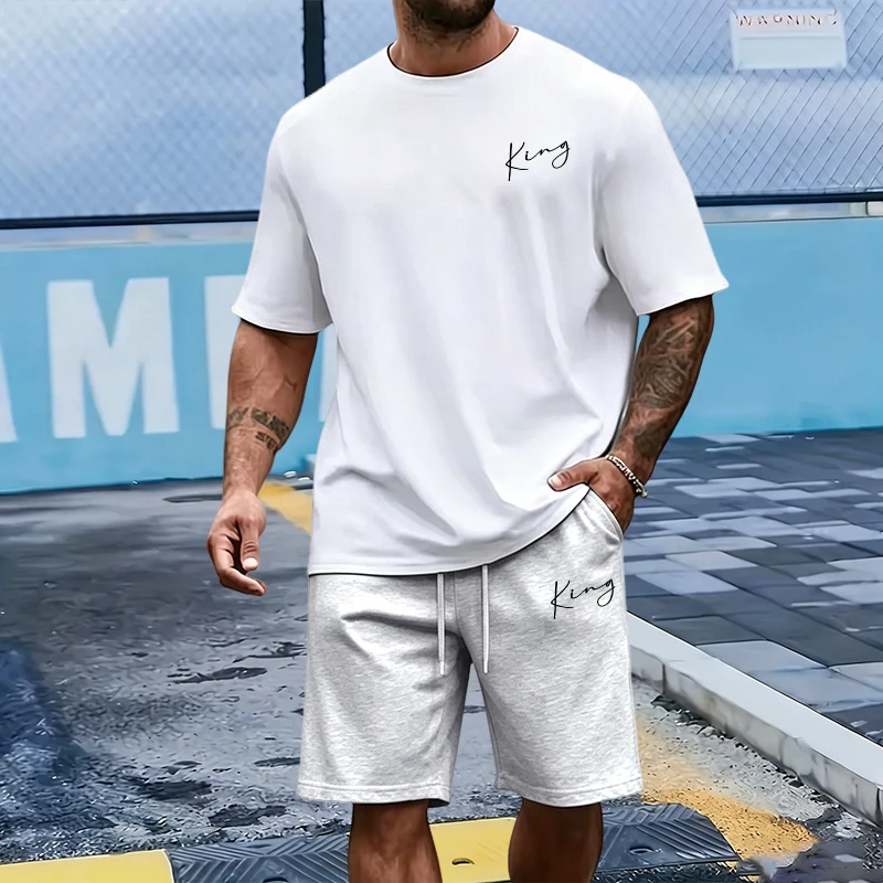 King Letter Men's Set Cotton T - đánh giá và giá Outdoor Sport Leisure