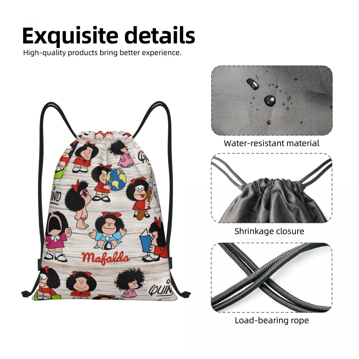 Custom Kawaii Cartoon Mafalda  - đánh giá và giá Outdoor Sport Backpack